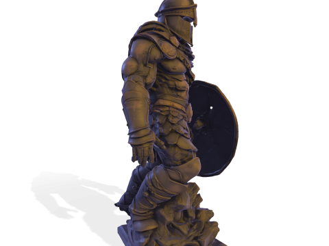 Patung Prajurit Lapis Baja Poli Tinggi Model Cetak 3D