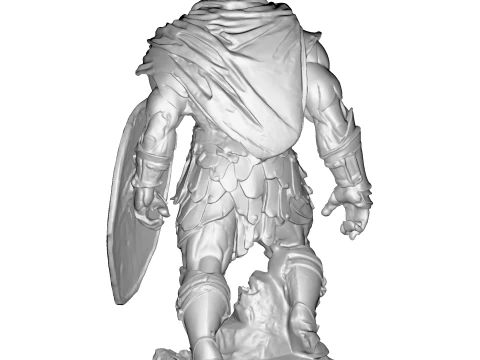 High-Poly Armored Warrior Statue 3D Print Model