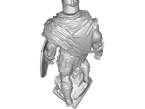 High-Poly Armored Warrior Statue 3D Print Model