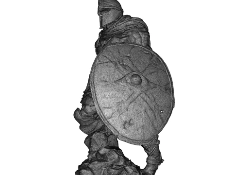 High-Poly Armored Warrior Statue 3D Print Model