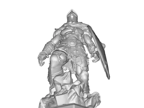 High-Poly Armored Warrior Statue 3D Print Model