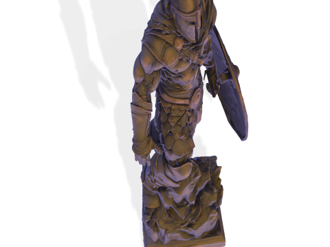 Patung Prajurit Lapis Baja Poli Tinggi Model Cetak 3D