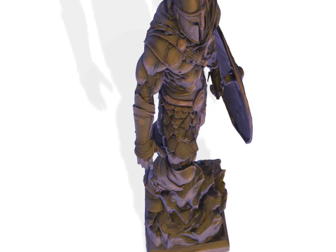 High-Poly Armored Warrior Statue 3D Print Model