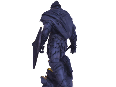 High-Poly Armored Warrior Statue 3D Print Model