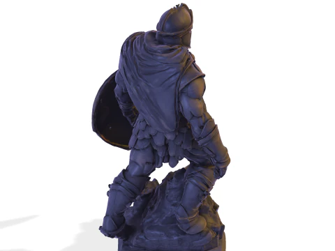 High-Poly Armored Warrior Statue 3D Print Model