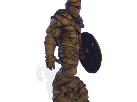 Patung Prajurit Lapis Baja Poli Tinggi Model Cetak 3D