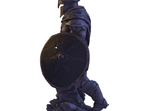 High-Poly Armored Warrior Statue 3D Print Model