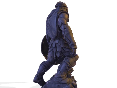 High-Poly Armored Warrior Statue 3D Print Model