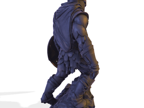 Patung Prajurit Lapis Baja Poli Tinggi Model Cetak 3D