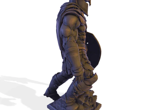High-Poly Armored Warrior Statue 3D Print Model