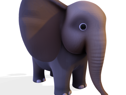 低聚风格化大象 - 针对打印索具游戏进行了优化 3D 打印模型