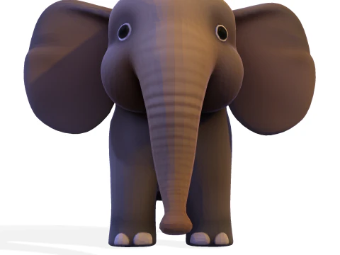 Low Poly Stylized Elephant - Optimized for Print Rigging Games 3D Print Model