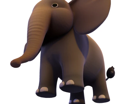 Low Poly Stylized Elephant - Optimized for Print Rigging Games 3D Print Model