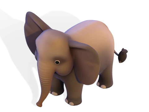 Low Poly Stylized Elephant - Optimized for Print Rigging Games 3D Print Model