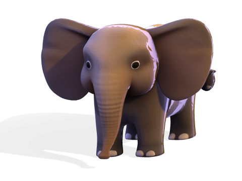 低聚风格化大象 - 针对打印索具游戏进行了优化 3D 打印模型