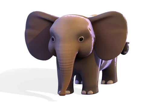 Low Poly Stylized Elephant - Optimized for Print Rigging Games 3D Print Model