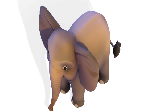 低聚风格化大象 - 针对打印索具游戏进行了优化 3D 打印模型