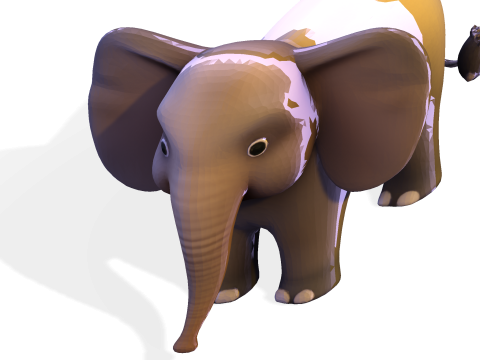 低聚风格化大象 - 针对打印索具游戏进行了优化 3D 打印模型