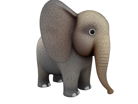 低聚风格化大象 - 针对打印索具游戏进行了优化 3D 打印模型