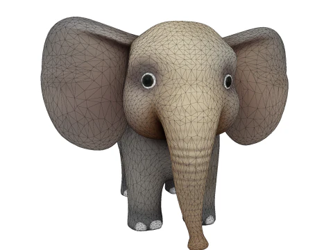 Low Poly Stylized Elephant - Optimized for Print Rigging Games 3D Print Model