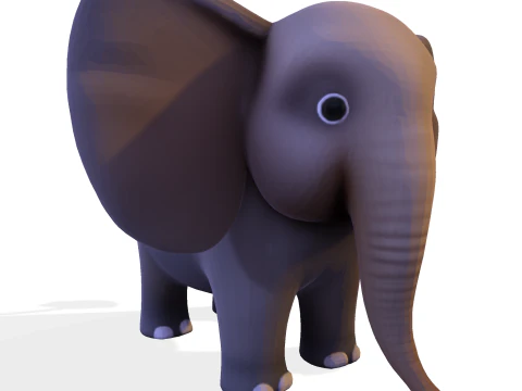 Low Poly Stylized Elephant - Optimized for Print Rigging Games 3D Print Model