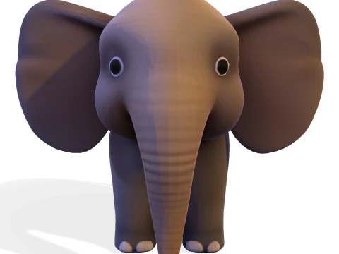 Low Poly Stylized Elephant - Optimized for Print Rigging Games 3D Print Model