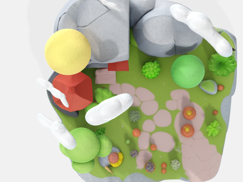 मंत्रमुग्ध लो पॉली फैंटेसी आइलैंड - प्रिंट गेम रेंडर तैयार 3D प्रिंट मॉडल