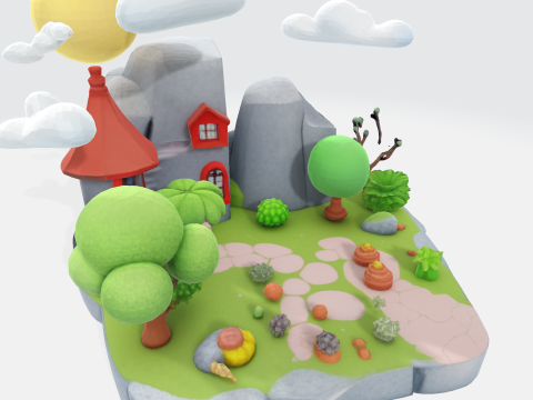 मंत्रमुग्ध लो पॉली फैंटेसी आइलैंड - प्रिंट गेम रेंडर तैयार 3D प्रिंट मॉडल