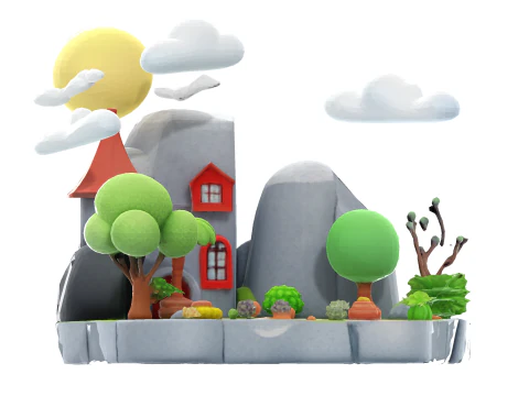 Enchanted Low Poly Fantasy Island - Print Game Render Ready 3D Print Model