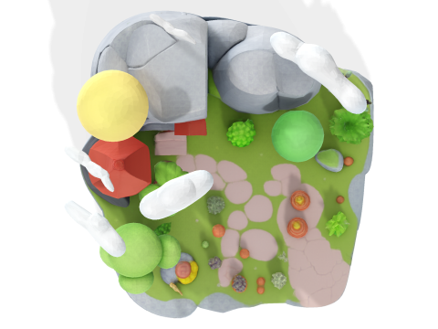 मंत्रमुग्ध लो पॉली फैंटेसी आइलैंड - प्रिंट गेम रेंडर तैयार 3D प्रिंट मॉडल
