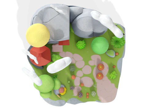 Enchanted Low Poly Fantasy Island - Print Game Render Ready 3D Print Model