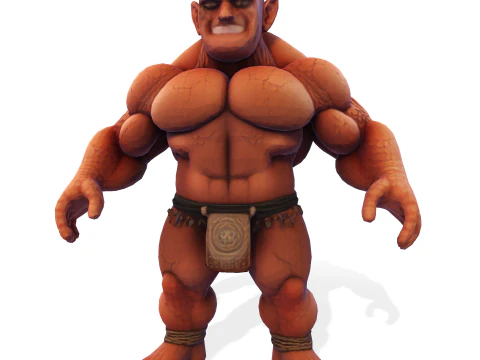 Est&aacute;tua colossal de guerreiro musculoso - B&aacute;rbaro de fantasia de alto detalhe Modelo de Impressão 3D