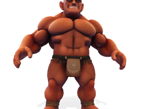 Est&aacute;tua colossal de guerreiro musculoso - B&aacute;rbaro de fantasia de alto detalhe Modelo de Impressão 3D
