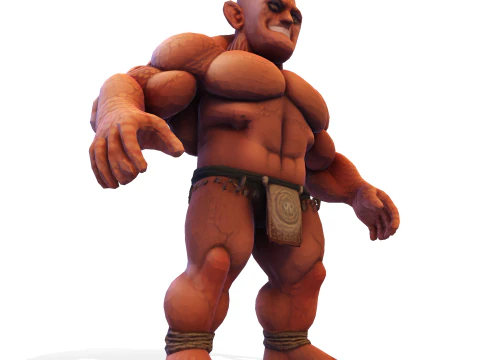 Est&aacute;tua colossal de guerreiro musculoso - B&aacute;rbaro de fantasia de alto detalhe Modelo de Impressão 3D