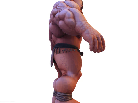 Est&aacute;tua colossal de guerreiro musculoso - B&aacute;rbaro de fantasia de alto detalhe Modelo de Impressão 3D