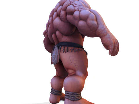 Est&aacute;tua colossal de guerreiro musculoso - B&aacute;rbaro de fantasia de alto detalhe Modelo de Impressão 3D