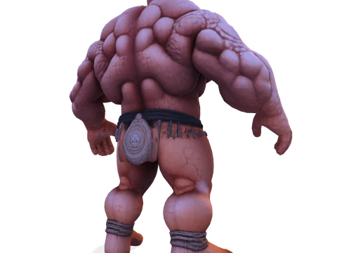 Est&aacute;tua colossal de guerreiro musculoso - B&aacute;rbaro de fantasia de alto detalhe Modelo de Impressão 3D