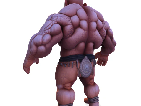 Est&aacute;tua colossal de guerreiro musculoso - B&aacute;rbaro de fantasia de alto detalhe Modelo de Impressão 3D