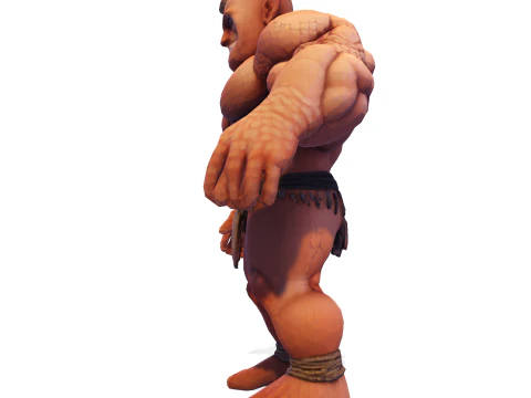 Est&aacute;tua colossal de guerreiro musculoso - B&aacute;rbaro de fantasia de alto detalhe Modelo de Impressão 3D