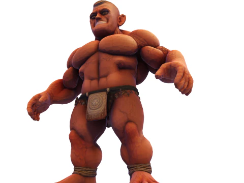 Est&aacute;tua colossal de guerreiro musculoso - B&aacute;rbaro de fantasia de alto detalhe Modelo de Impressão 3D