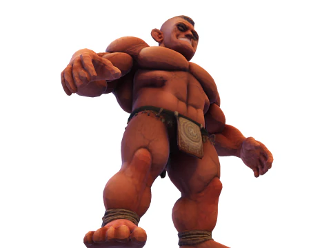 Est&aacute;tua colossal de guerreiro musculoso - B&aacute;rbaro de fantasia de alto detalhe Modelo de Impressão 3D