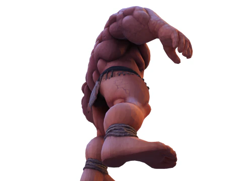 Est&aacute;tua colossal de guerreiro musculoso - B&aacute;rbaro de fantasia de alto detalhe Modelo de Impressão 3D