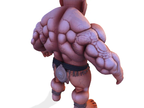 Est&aacute;tua colossal de guerreiro musculoso - B&aacute;rbaro de fantasia de alto detalhe Modelo de Impressão 3D