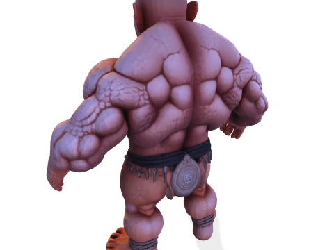 Est&aacute;tua colossal de guerreiro musculoso - B&aacute;rbaro de fantasia de alto detalhe Modelo de Impressão 3D