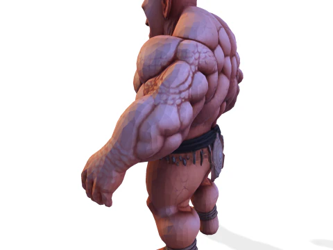 Est&aacute;tua colossal de guerreiro musculoso - B&aacute;rbaro de fantasia de alto detalhe Modelo de Impressão 3D