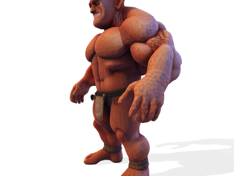 Est&aacute;tua colossal de guerreiro musculoso - B&aacute;rbaro de fantasia de alto detalhe Modelo de Impressão 3D