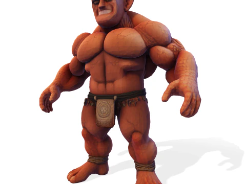 Est&aacute;tua colossal de guerreiro musculoso - B&aacute;rbaro de fantasia de alto detalhe Modelo de Impressão 3D