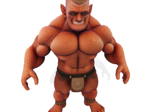 Est&aacute;tua colossal de guerreiro musculoso - B&aacute;rbaro de fantasia de alto detalhe Modelo de Impressão 3D