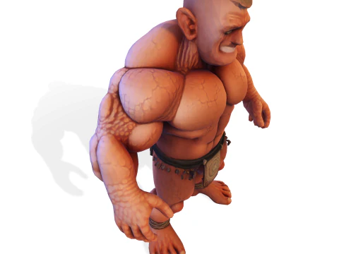 Est&aacute;tua colossal de guerreiro musculoso - B&aacute;rbaro de fantasia de alto detalhe Modelo de Impressão 3D