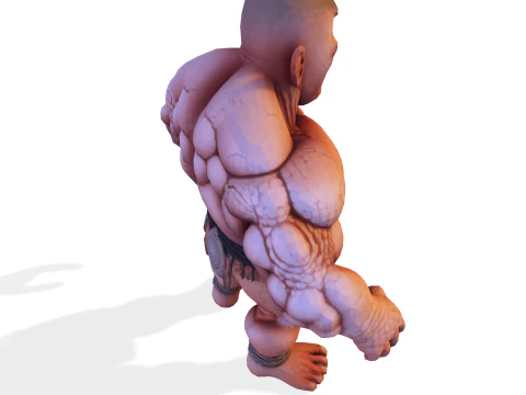 Est&aacute;tua colossal de guerreiro musculoso - B&aacute;rbaro de fantasia de alto detalhe Modelo de Impressão 3D